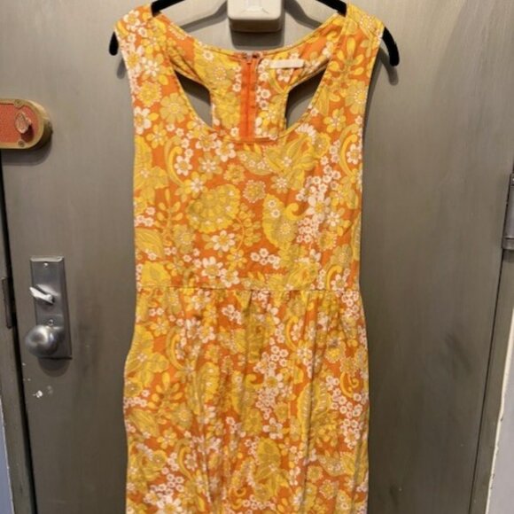 Retro Vintage Racerback (with Mini Bows) Mod Floral late 60s/ 70s Mini Dress - Picture 3 of 16